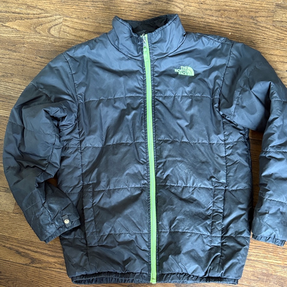 The North Face Black Jacket with Lime Green Zipper